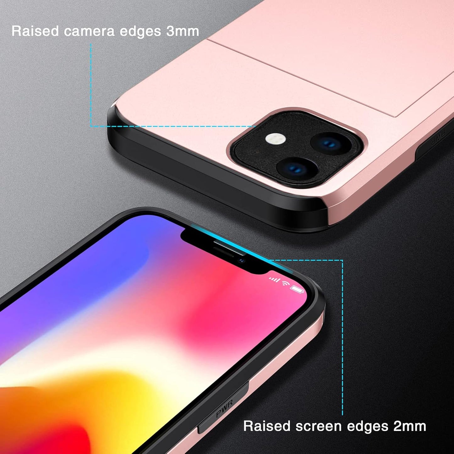 Asuwish Phone Case for iPhone 11 6.1 with Tempered Glass Screen Protector and Credit Card Holder Wallet Cover Hard Hybrid Cell Accessories iphone11case iPhone11 i Phone11 11s XI 11R Women Men RoseGold