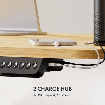 FLEXISPOT Standing Desk Quick Assembly Electric Sit Stand Desk Whole-Piece Desktop Ergonomic Memory Controller Adjustable Height Desk(White Frame + 40" Bamboo Texture Desktop)