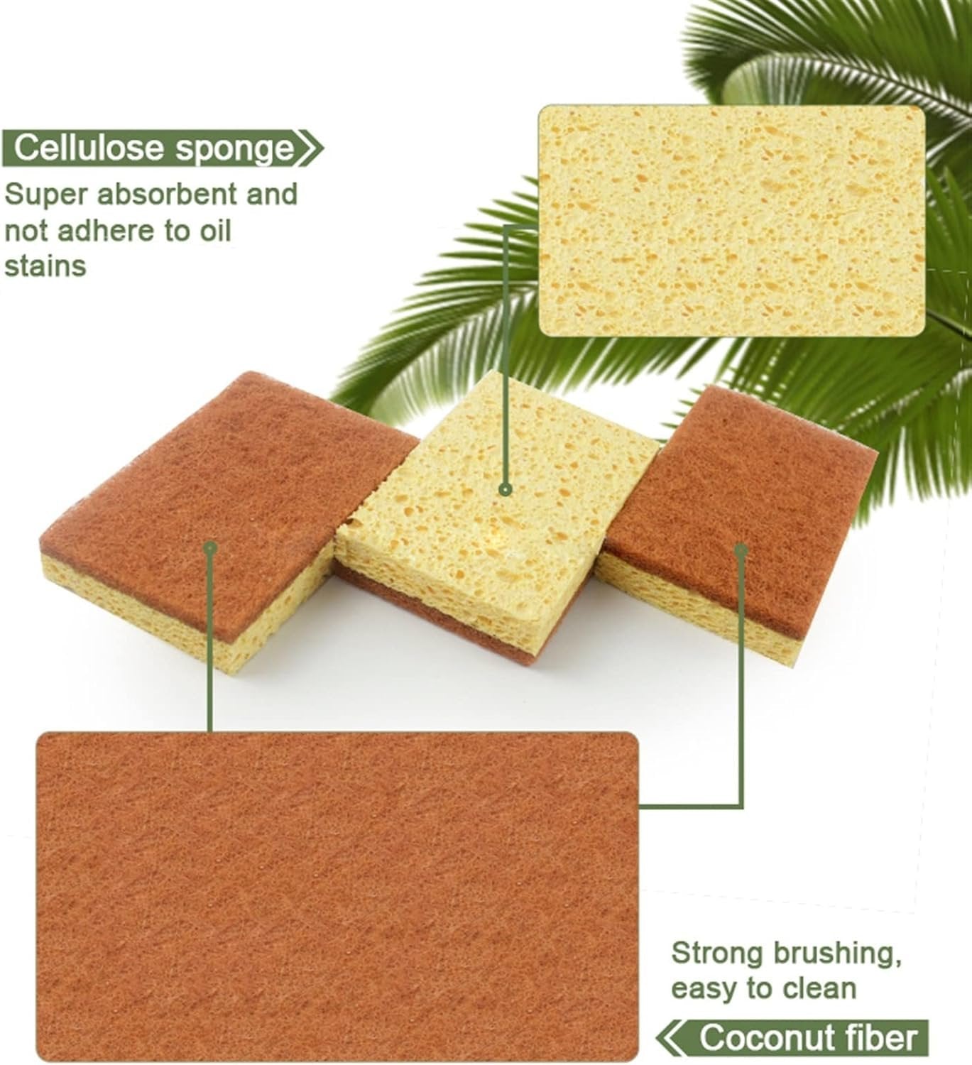 DDGURDH Household Cleaning Sponges Eco Friendly Products Coconut Cellulose Sponge for Washing Dishes Home Cleaning Tools Kitchen Accessories Ecological Scrubber