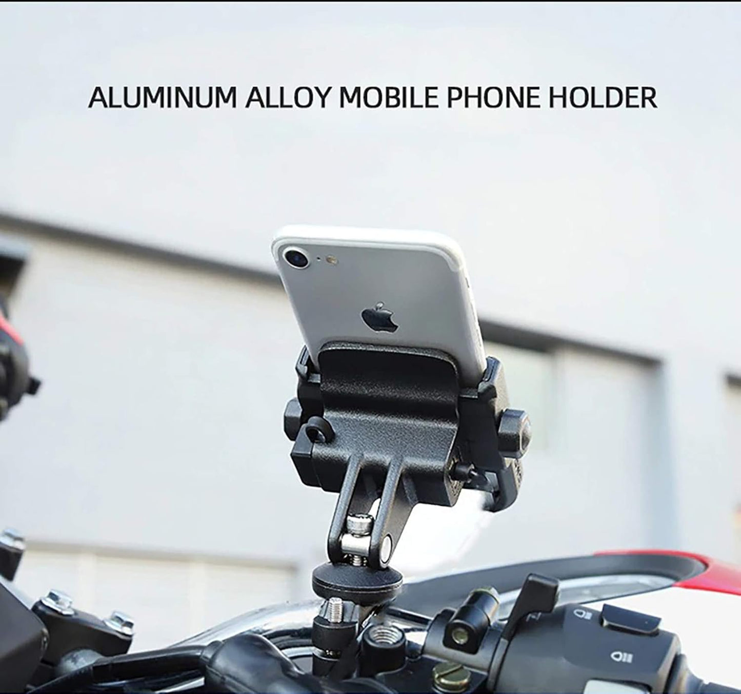 KASER Universal Smartphone Holder Motorcycle Rearview Mirror in Aluminium for Motorcycle, Scooter, Mobile Phone GPS Navigation (Silver Mirror)