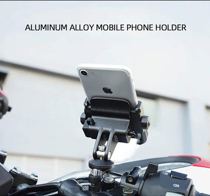 KASER Universal Smartphone Holder Motorcycle Rearview Mirror in Aluminium for Motorcycle, Scooter, Mobile Phone GPS Navigation (Silver Mirror)