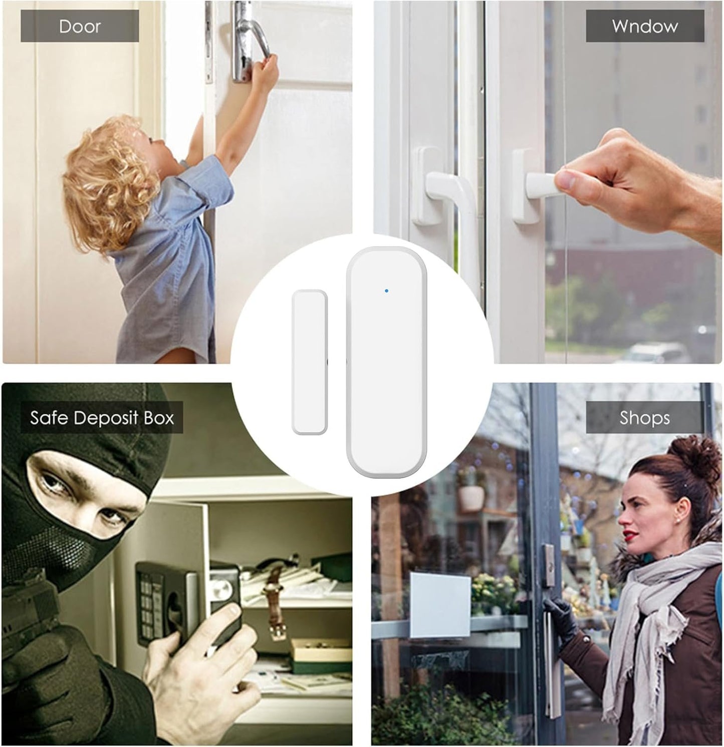Door Open Sensor,Wireless WiFi Window Door Sensor | Home Security Device, Home Automation, Magnetic Safety Equipment, APP Remote Notification for Indoor