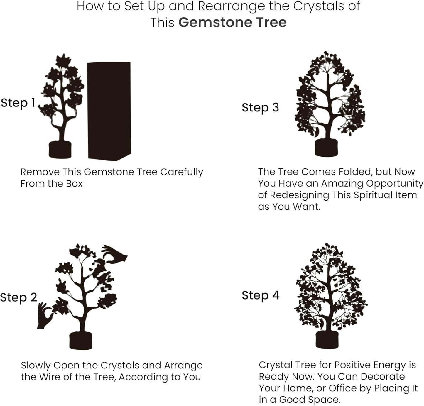 Chakra Crystal Tree of Life - Gem Stones and Spiritual Decor - Home Decor Gifts, Money Tree, Healing Crystal Gifts for Women