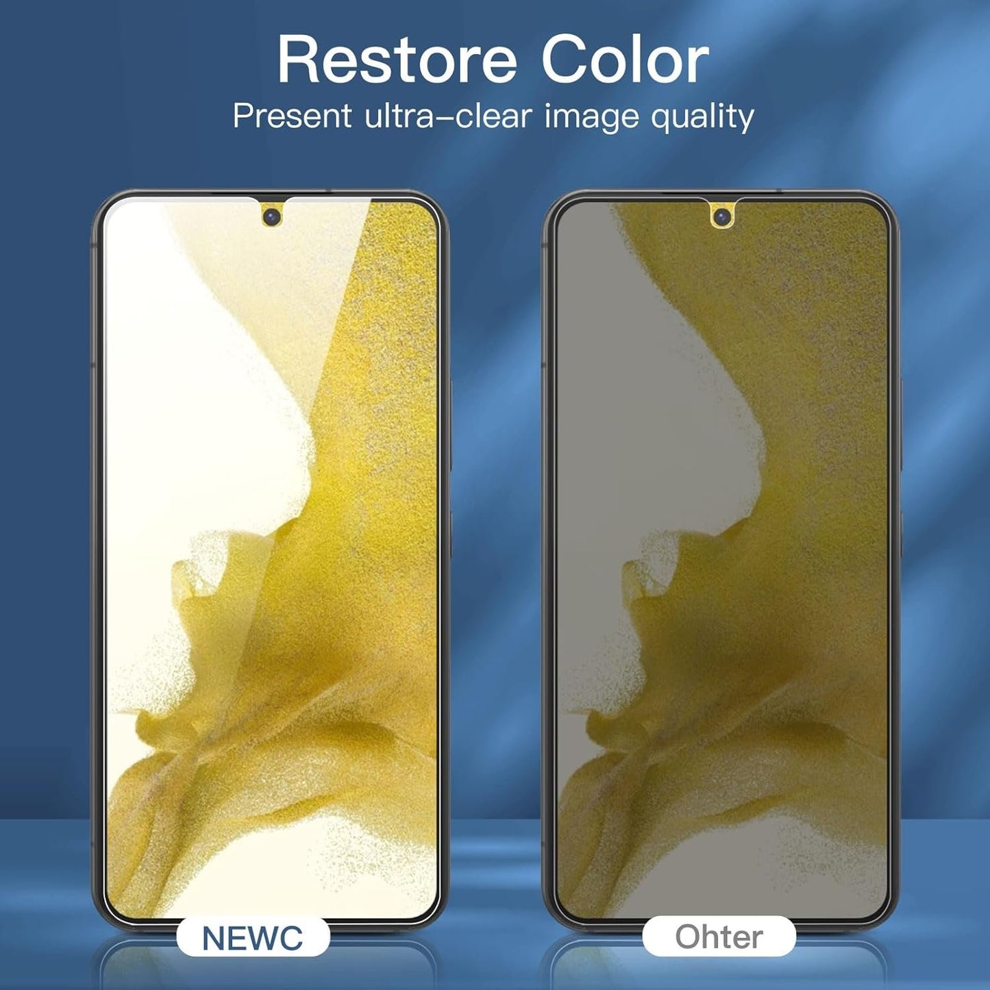 NEW'C 3 Pack Privacy Screen Protector for Samsung Galaxy S22 5G, Balanced 35-Degree Privacy Angle with Eye Protection, Ultra Durable 9H Hardness, Bubble-Free