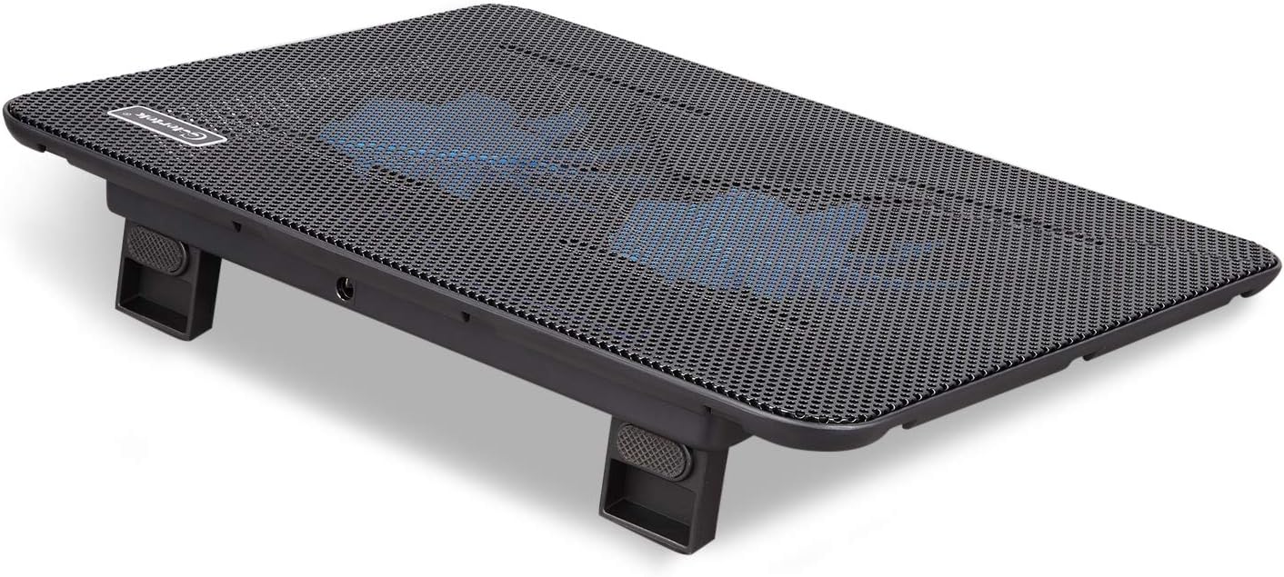 Laptop Cooling Pad, Coolertek Portable Slim Quiet Laptop Notebook Cooler Cooling Pad Stand with 2 Blue LED Fans, USB Powered, Adjustable Angled, Fits 11-14 Inche