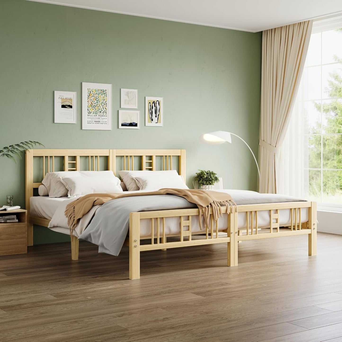 Goltriever 14 Inch High Bamboo King Bed Frame with Headboard and Footboard, Wood Bed Frame King Metal Slat Support Heavy Duty, No Box Spring Needed, Easy Assembly, Noise Free, Reinforced