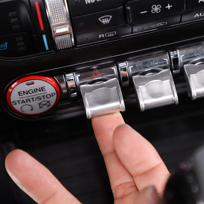 Center Console Dashboard Button Switch Cover Trim Compatible with Ford Mustang 2015-2020 Interior Accessories (Silver)