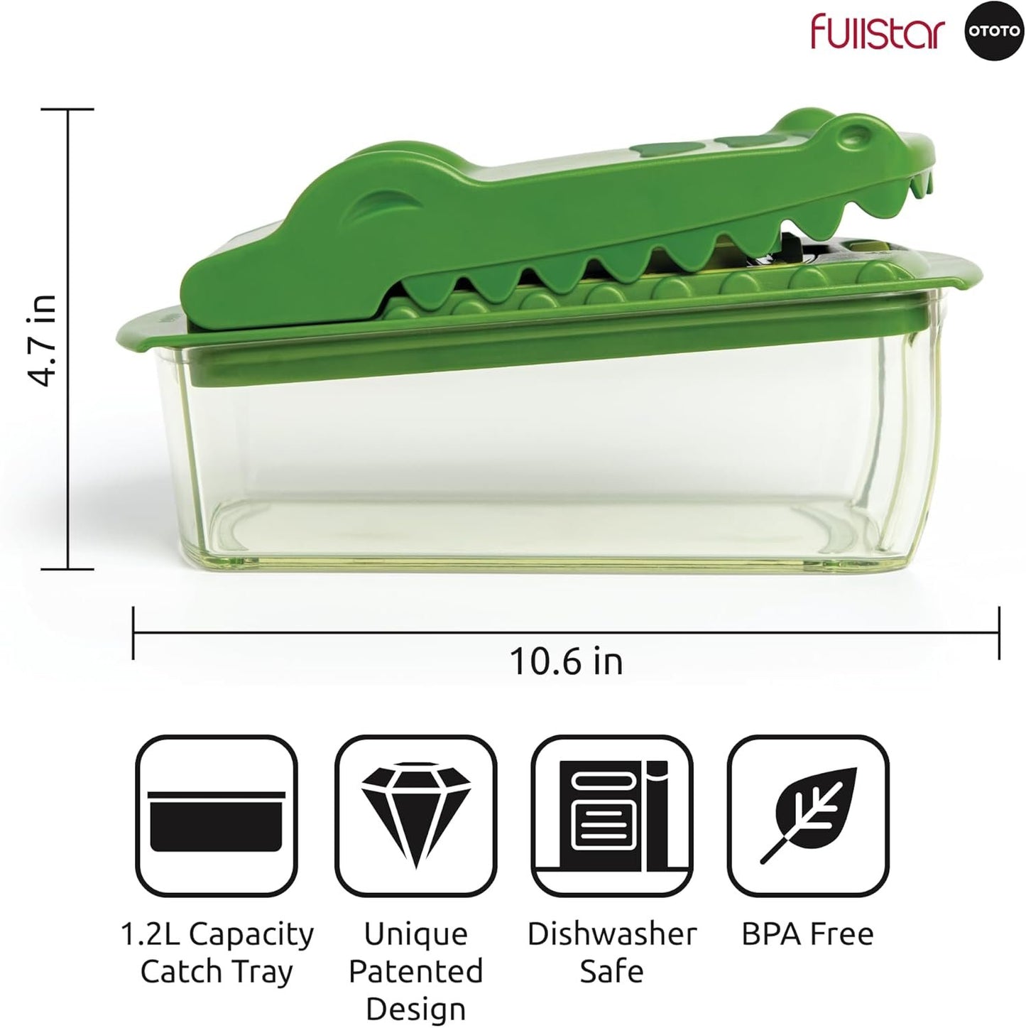 New! Croc Chop Fullstar x OTOTO Vegetable Chopper Vegetable Cutter - Veggie Onion Food Chopper Manual - Potato Chipper - Veg Chopper and Dicer - Kitchen Tools & Gadgets (4-in-1)