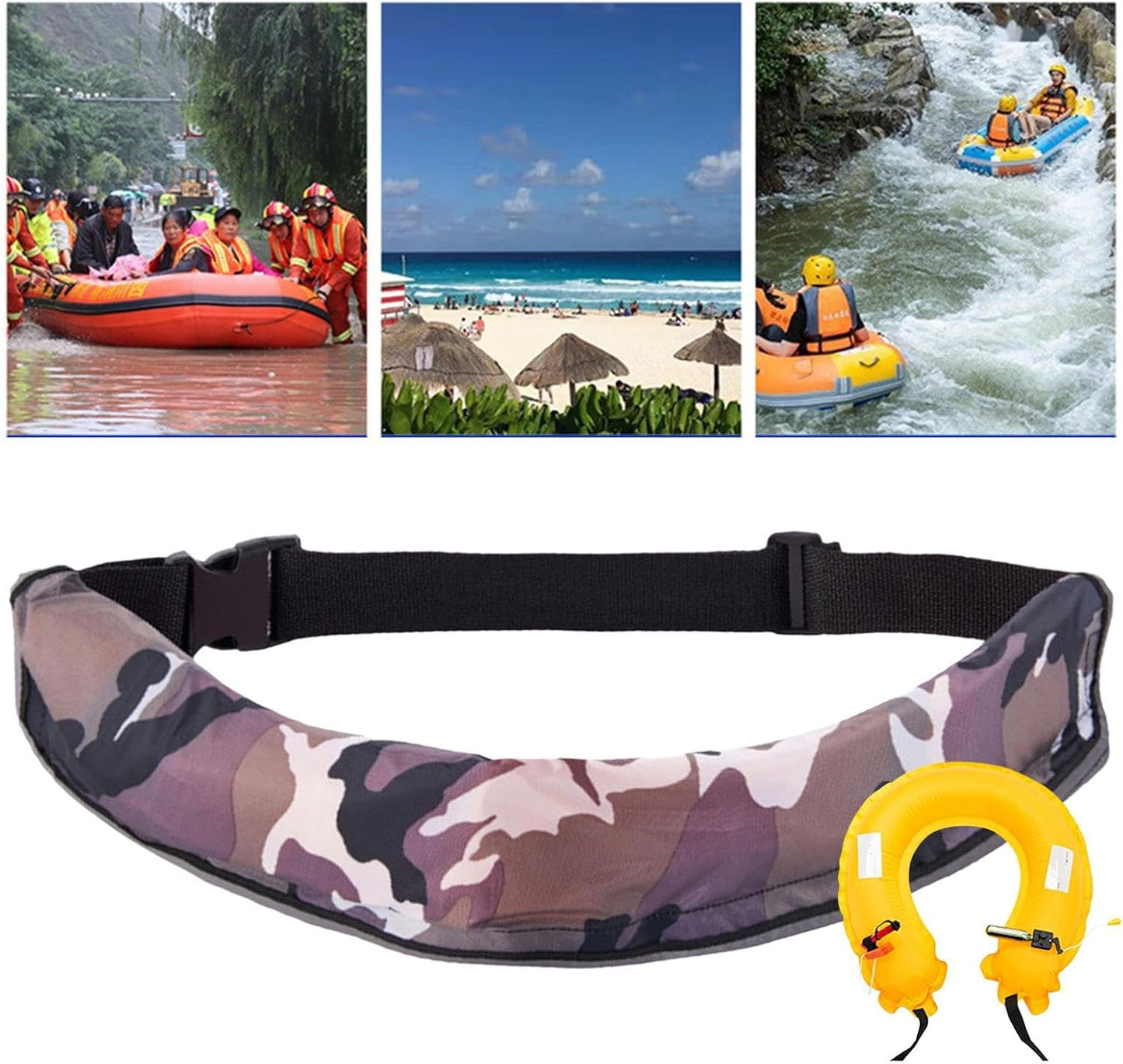Flotation Belt, Life Vest Belt Pack, Adjustable Reflective Tool, Safety Gear with Whistle for Adults Men Women Outdoor Fishing Kayaking Paddleboarding Water Sports