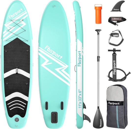 Premium Inflatable Stand Up Paddle Board Inflatable(6 inches Thick) with Durable SUP Accessories & Carry Bag | Wide Stance, Surf Control, Non-Slip Deck, Leash, Paddle and Pump for Youth & Adult
