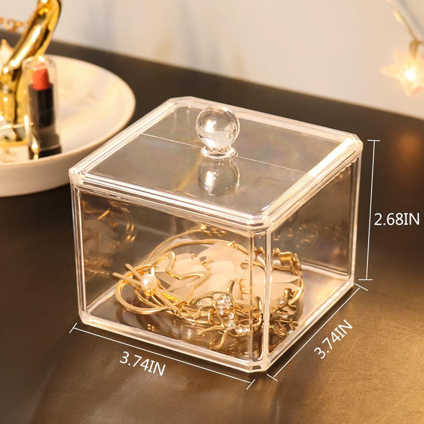 ZEQIDOU Hair Accessories Organizer, Tie Organizer for Girls, Acrylic Accessory Holder, Ponytail and Scrunchie Storage Container, Clear 3 Stackable Holder With Lids for Organizing