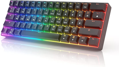 HK Gaming GK61 Mechanical Gaming Keyboard - 61 Keys Multi Color RGB Illuminated LED Backlit Wired Programmable for PC/Mac Gamer Tactile (Gateron Optical Brown)
