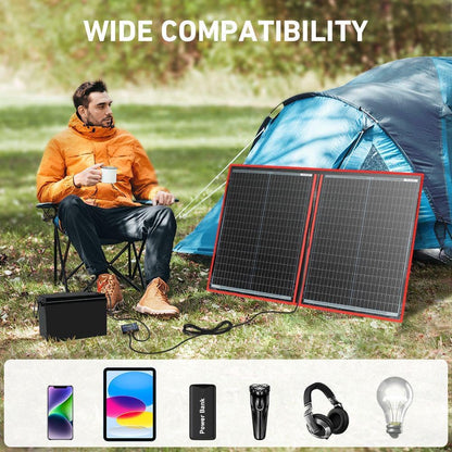DOKIO 110W 18V High-Efficiency Monocrystalline Foldable Solar Panel Kit with Integrated Charge Controller High Conversion Efficiency for Solar Generator Camping Balcony RVs Off-Grid