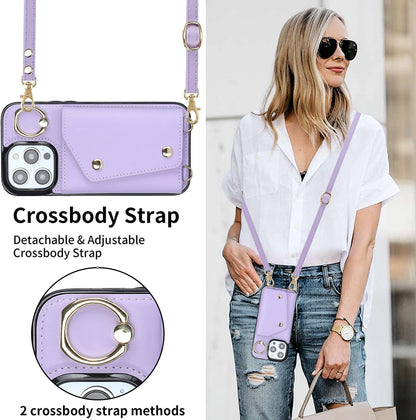 Procarcasa for iPhone 16 Pro Phone Case Wallet with Card Holder,for iPhone 16 Pro Wallet Case Leather Flip Cover Zipper Coin Pocket Kickstand Back Cover with Wrist Strap Lanyard, Purple