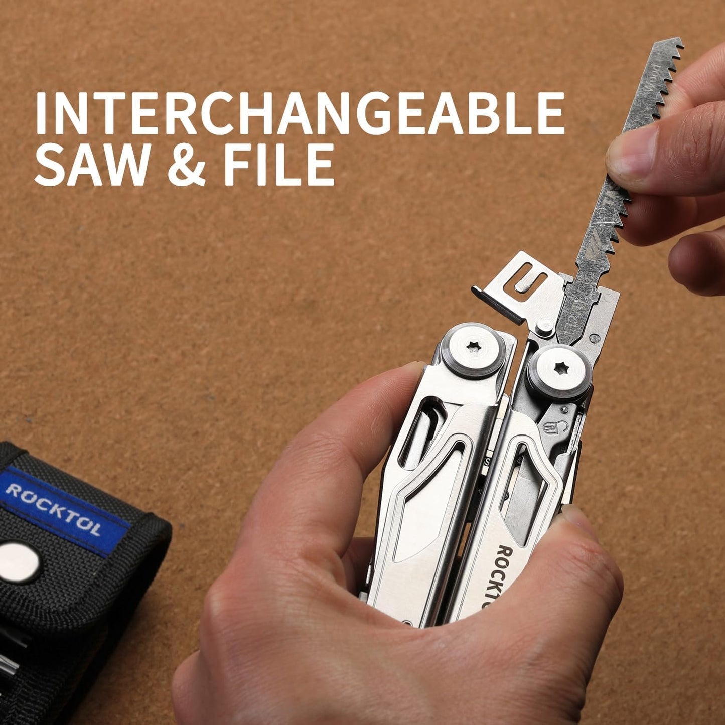 ROCKTOL Multitool, 29-in-1 Multitool Pliers with Replaceable Wire Cutters and Saw, Heavy-Duty Stainless Steel Multitool Set and Nylon Sheath for Camping Survival Gifts for Man