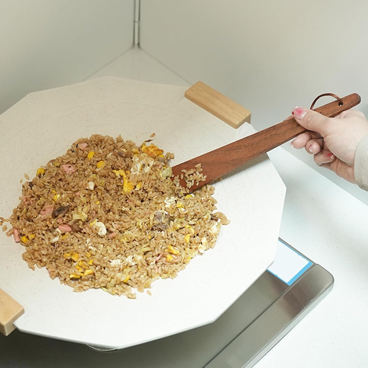 Wooden Turner,Wood Turners for Frying | Non-Scratch Cooking Flipper Tool, Kitchen Gadgets for Frying Pan and Wok