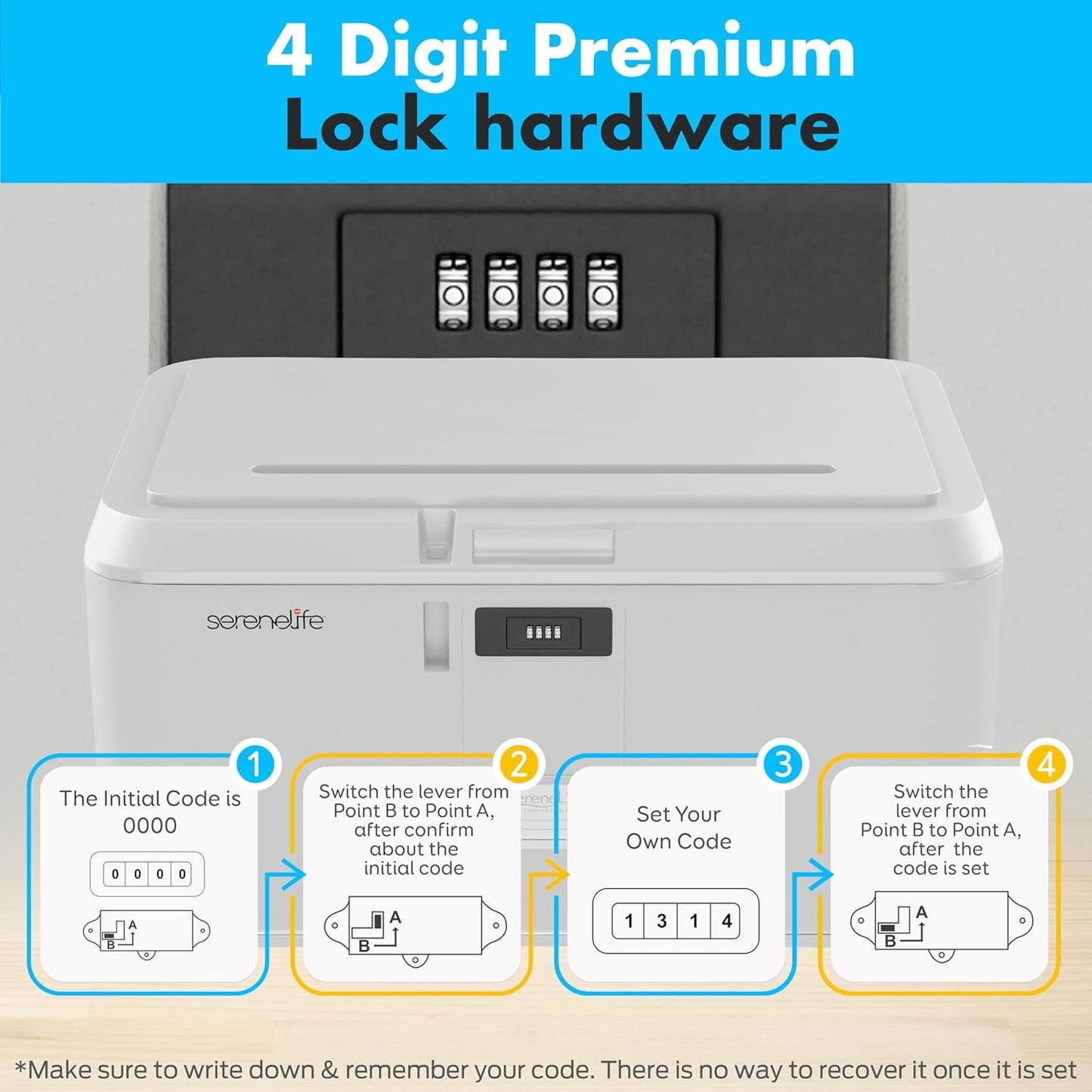 SereneLife Lockable Storage Box, 21 Gallon Capacity Storage Trunk with Combination Lock, Locking Container Bin for Organization