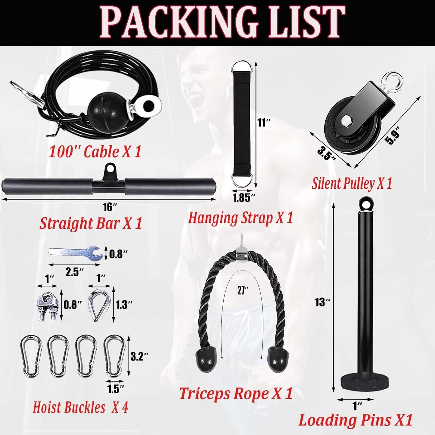 Taeku Pulley System for Exercise, LAT Fitness Pulley Machine Attachments Pro Weight Lift Strength Training Equipment for Gym Home