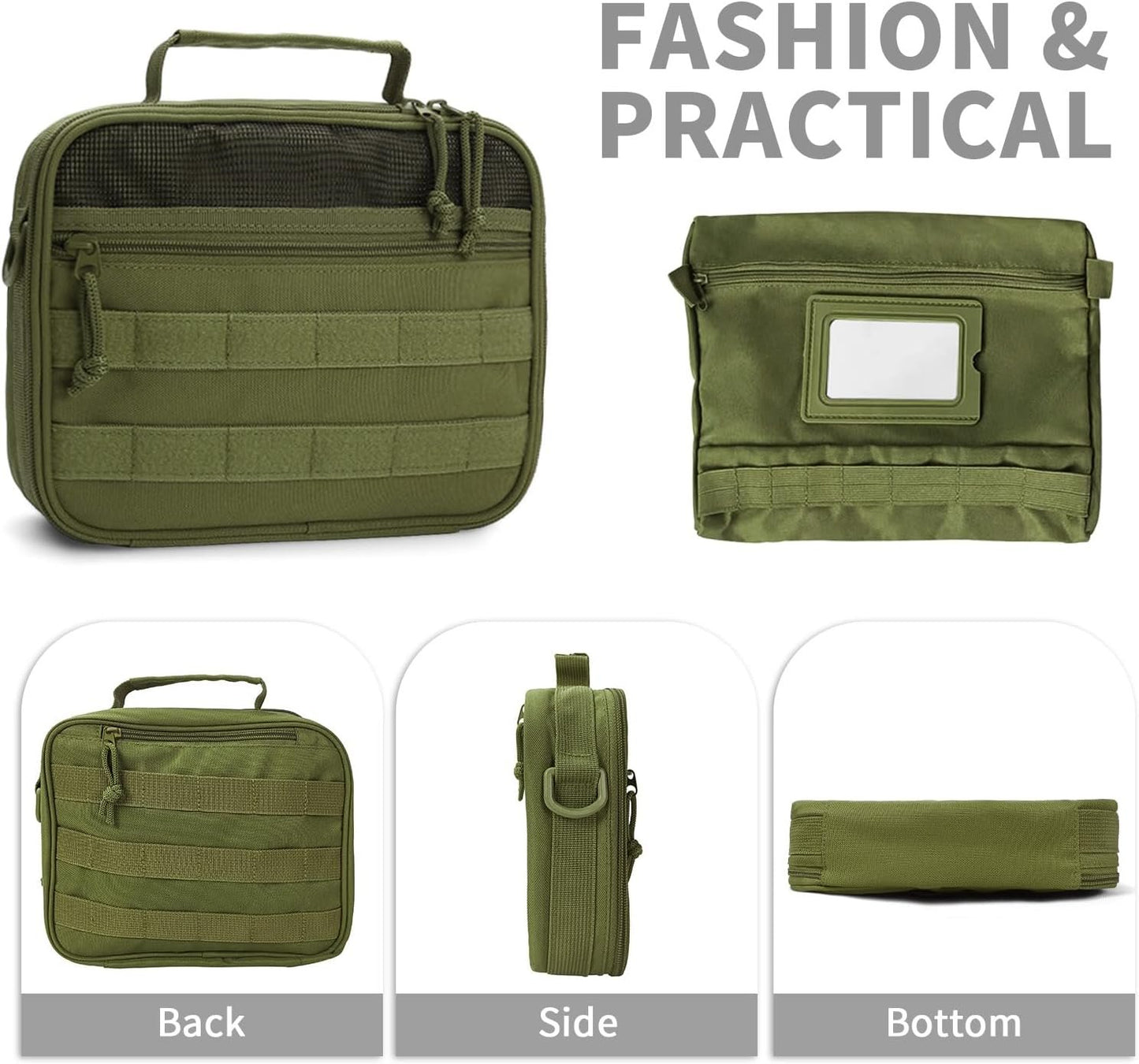 SMONT Mens Toiletry Travel Bag With Double Side full Open Design Travel Toiletry Organizer Dopp Kit Shaving Hygiene Bag Bathroom Hanging Toiletry Bag for Short Trips Tactical Toiletry Bag, Army Green