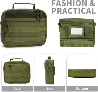 SMONT Mens Toiletry Travel Bag With Double Side full Open Design Travel Toiletry Organizer Dopp Kit Shaving Hygiene Bag Bathroom Hanging Toiletry Bag for Short Trips Tactical Toiletry Bag, Army Green
