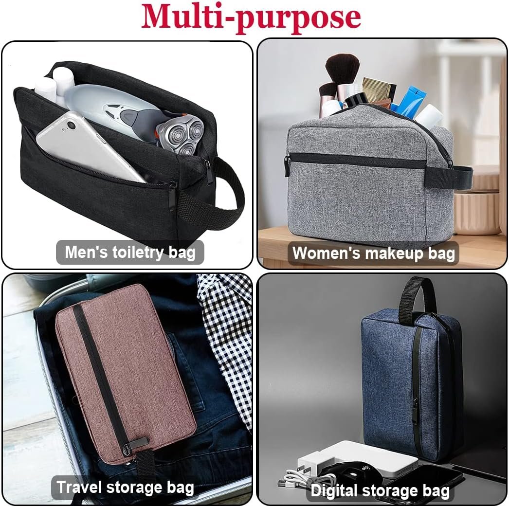 Women and Men Travel Toiletry Organizer Bag Portable Water-Resistant Shaving Bag with Divider and Handle for Cosmetics Toiletries Brushes Tools Accessories(Light Grey)