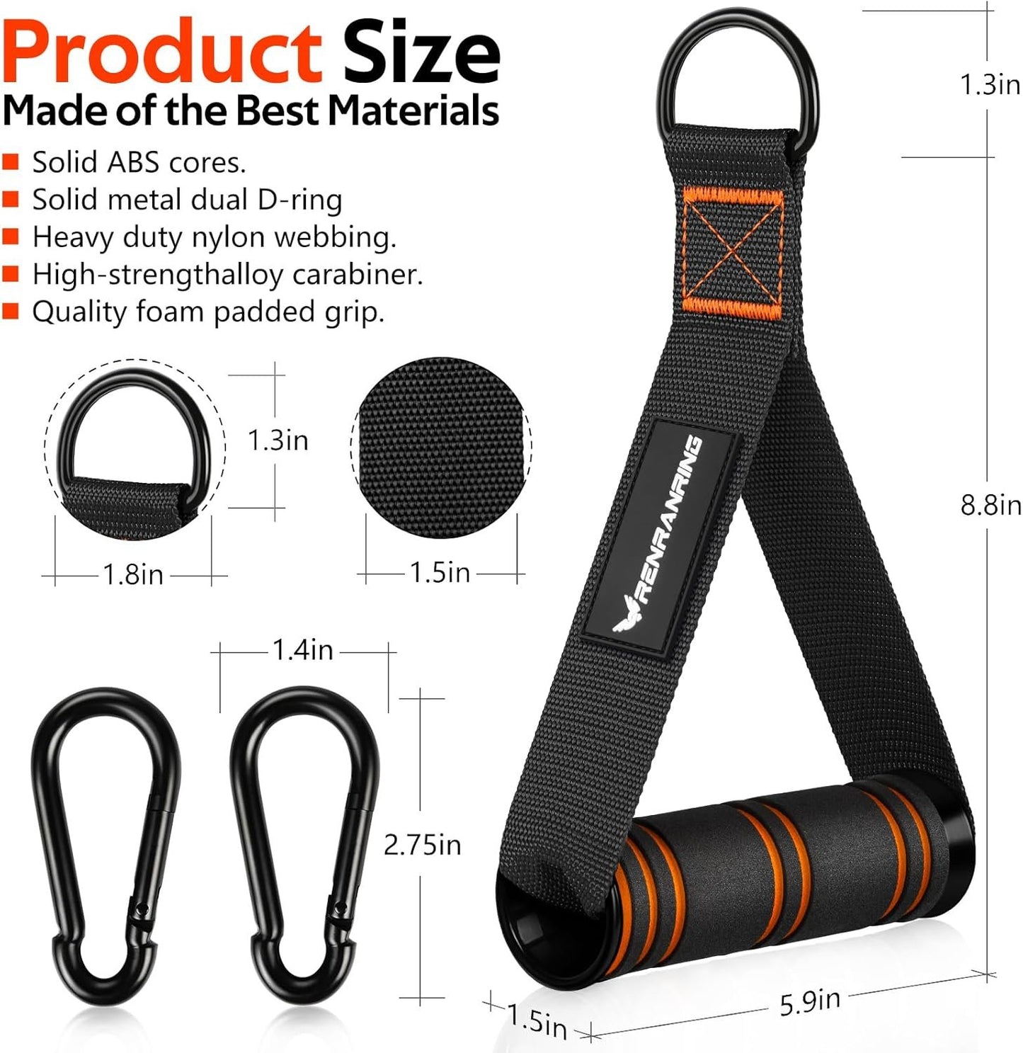 Gym Exercise Handles, Replacement Handle Attachments for Cable Machine Pulleys, Resistance Band and Strength Trainer, Pull Down Workout Accessories, Home Gym Add On Equipment
