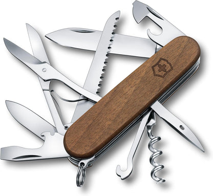 Victorinox Huntsman Swiss Army Pocket Knife, Medium, Multi Tool, 13 Functions, Blade, Bottle Opener, Wood