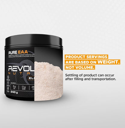 Revolution Nutrition, Pure EAA Powder, Essential Amino Acid, Post Workout, Zero Calorie, Zero Sugar, Gluten Free, Enhanced with Electrolytes, 5g EAAs, 240 g, 26 Servings (Candy Peach, 0.53 Pound)