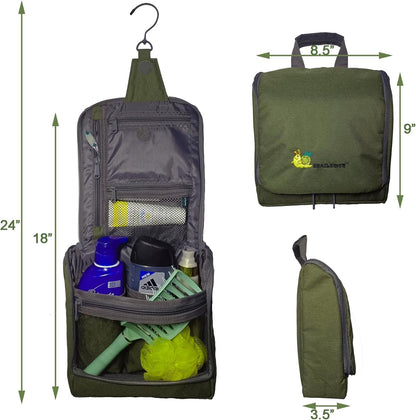 SNAILEMON Hanging Travel Toiletry Bag Organizer| Wash Bag| Makeup Cosmetic Vanity Bag for Accessories, Shampoo, Loofah, Shower Dopp Kit, Beach item, Travel Essentials, Hygiene kit, Hunter Green,