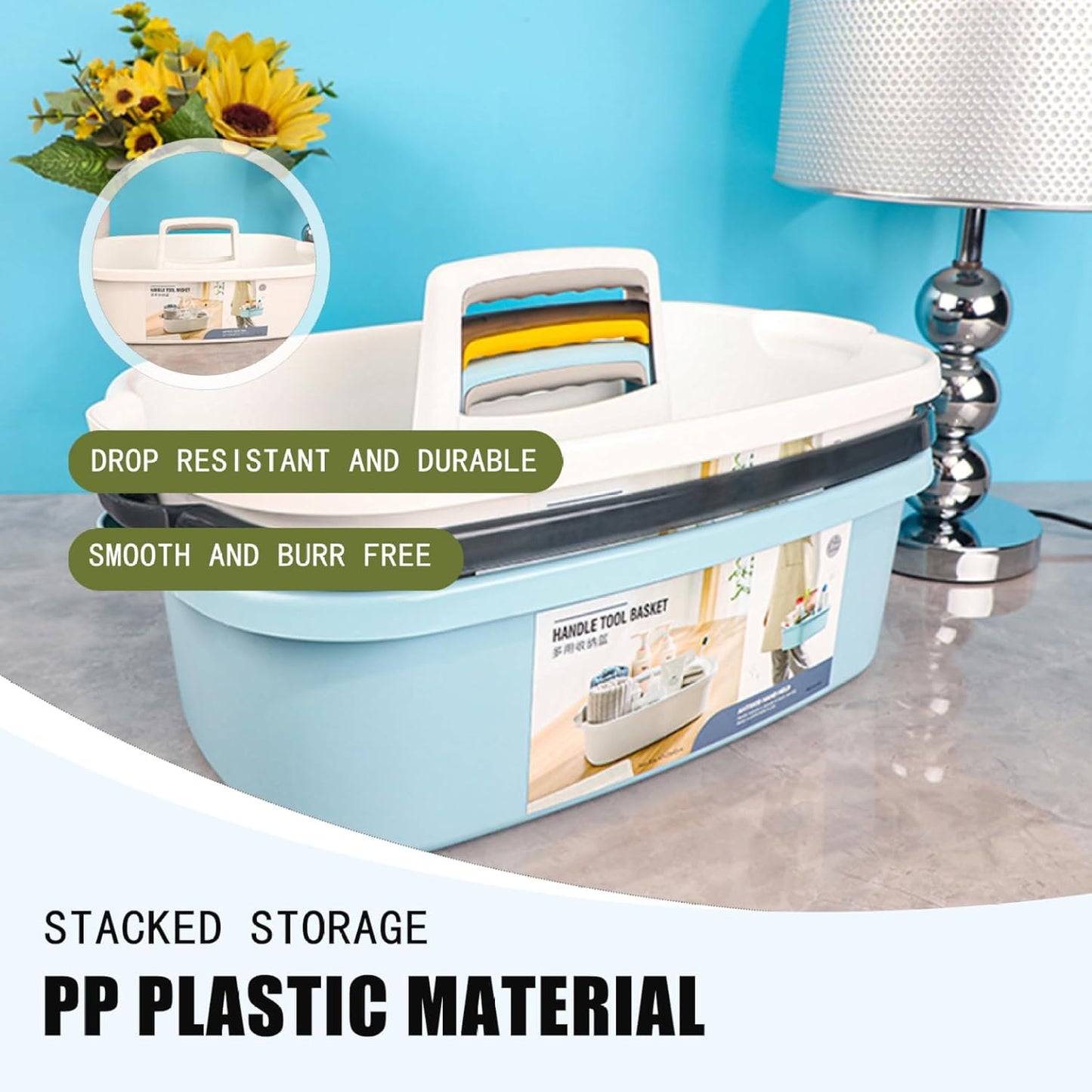 Cleaning Bucket Cleaning Caddy Stackable Wide Edge Cleaning Bucket with Grooved Handle Easy to Clean & Maintain Cleaning Supplies Organizer for Spray Bottles