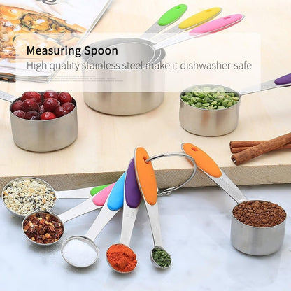 Set di Misurini E Cucchiai da 10 Pezzi in Acciaio Inossidabile, Cucchiaino da Cucina Per Utensili da Cucina, Gadget da Cucina Per Cucinare al Forno