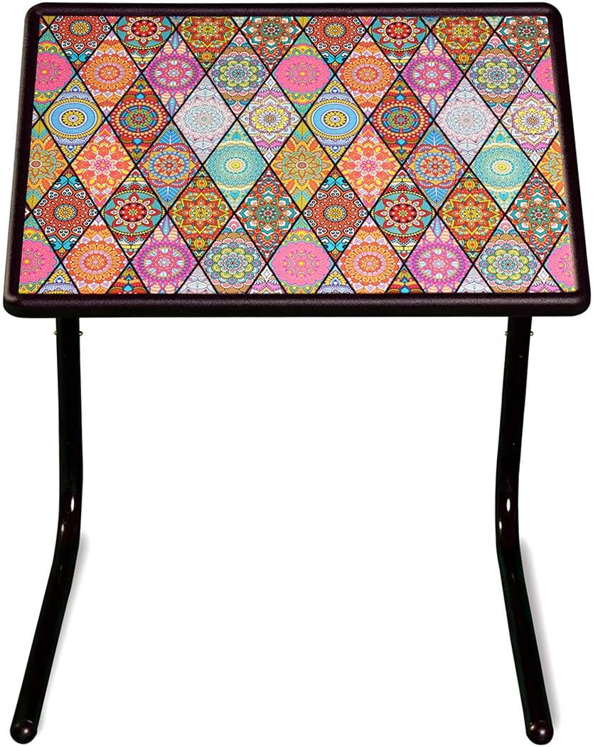 OAK N' OAK Bunny Bear Table-Mandala Design® | Adjustable Multi Position Portable Folding Table Mate for Bed Trey, Work, Watch TV, Dining, Study, Outdoor & Office Furniture (Mandala)