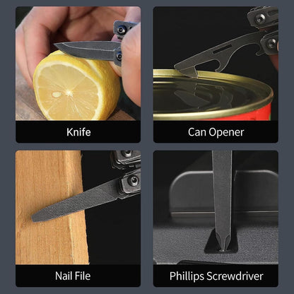 NexTool Multitool 10-in-1 with Keychain Ring, Multi Tool with Needle Nose Pliers, Scissors, Knife, Cutter, Screwdriver, Small Pocket Knife for Outdoor, Black