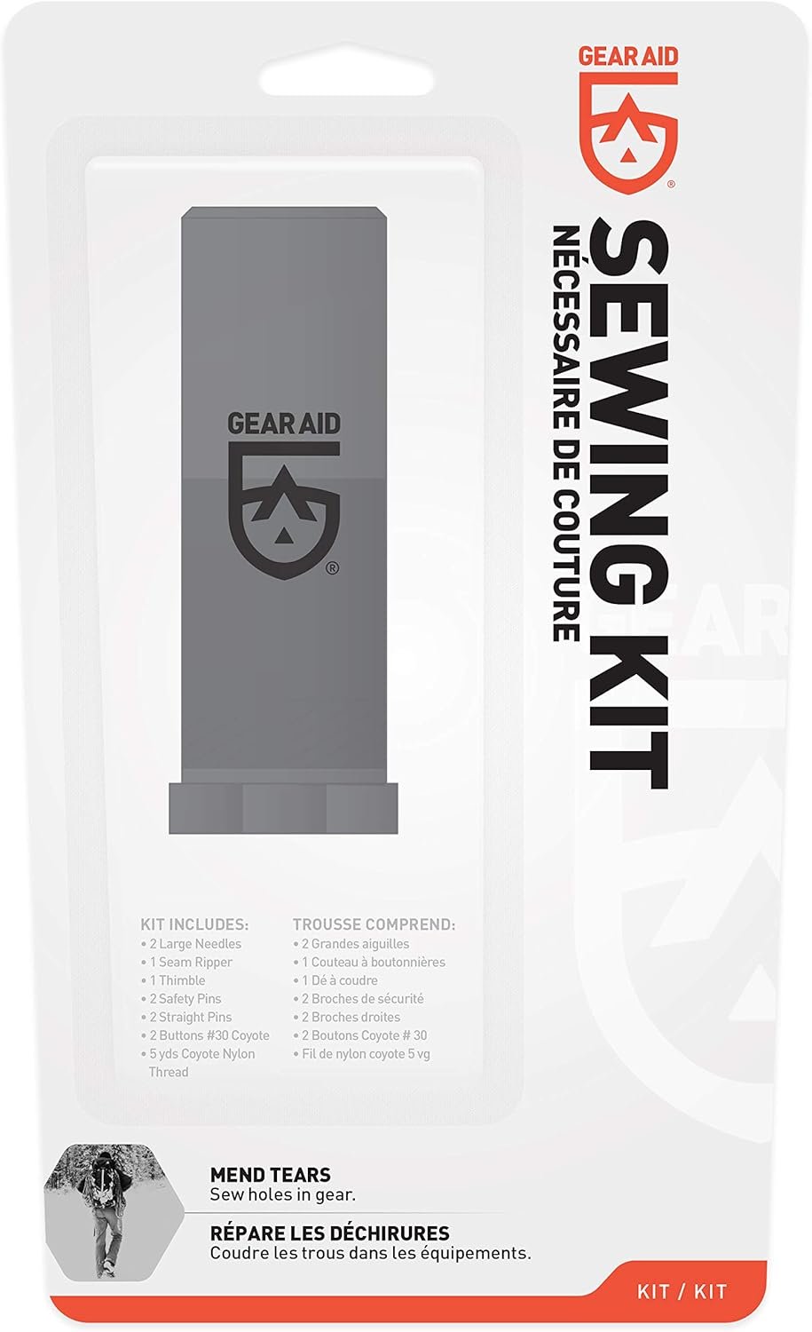 GEAR AID Sewing Kit with Heavy-Duty Needles and Thread for Outdoor Gear Repairs, 19-Piece