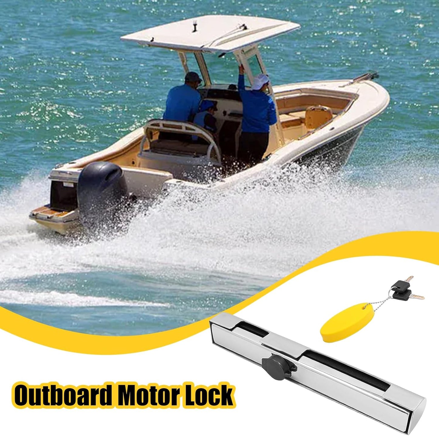 Outboard Motor Lock, Adjustable Boat Motor Protection, 11.96in Stainless Steel Engine Tools, Marine Security Device for Beginners, Professionals, Outdoor Safety Accessories