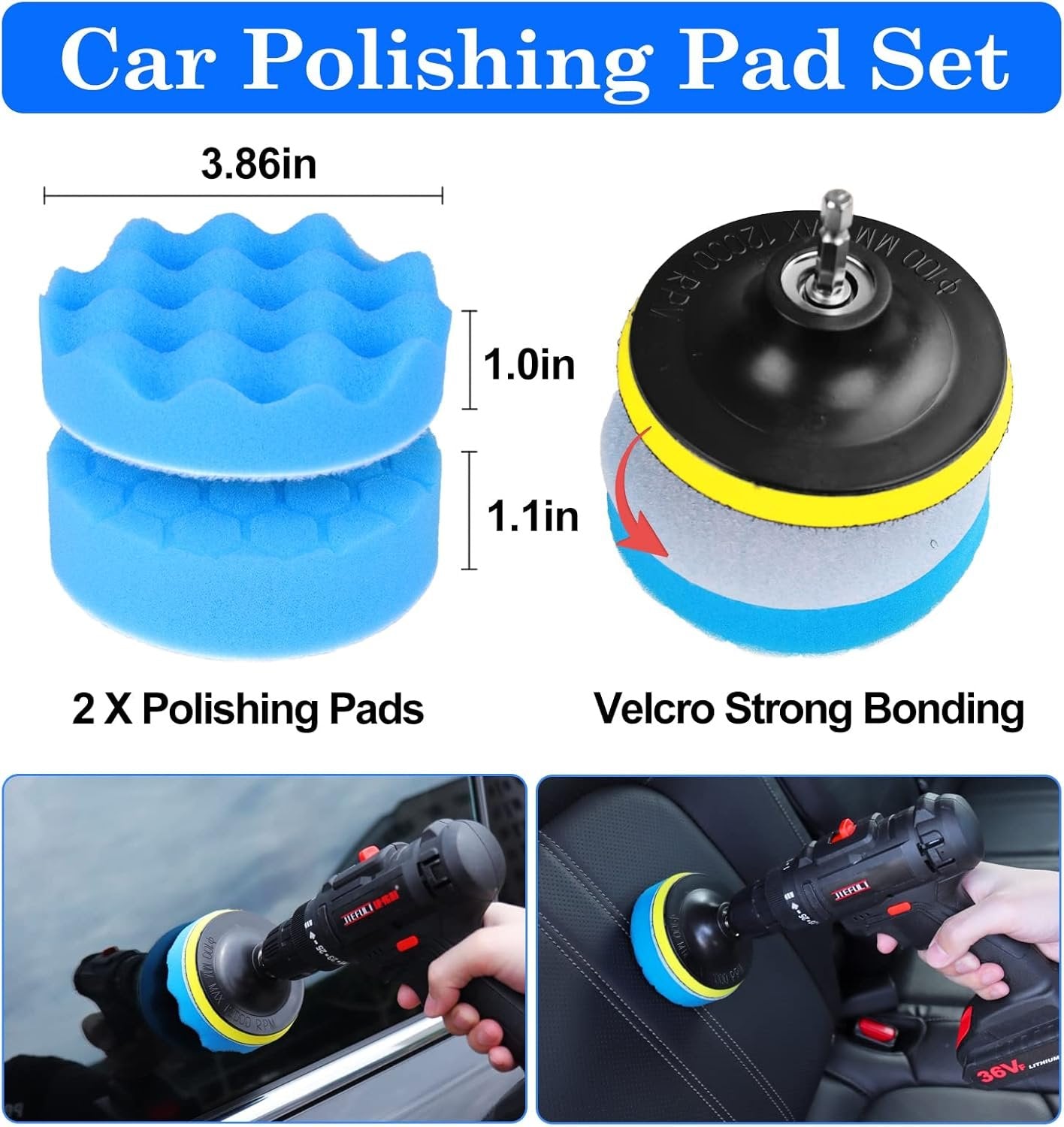 26Pcs Car Detailing Brush Set, Car Detailing Kit, Auto Detailing Drill Brush Set, Car Detailing Brushes, Car Buffing Sponge Pads Kit,Car Accessories,Car Cleaning Tools Kit for Interior,Exterior,Wheels