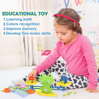 REMOKING Montessori Toys for Toddlers 3+, Math Games Balance Learning Set, Early Activity Sensory Education Learning Toys for 3 4 5 6 7 Year Old Boys Girls Birthday Gift, Including Frog,Card,Number