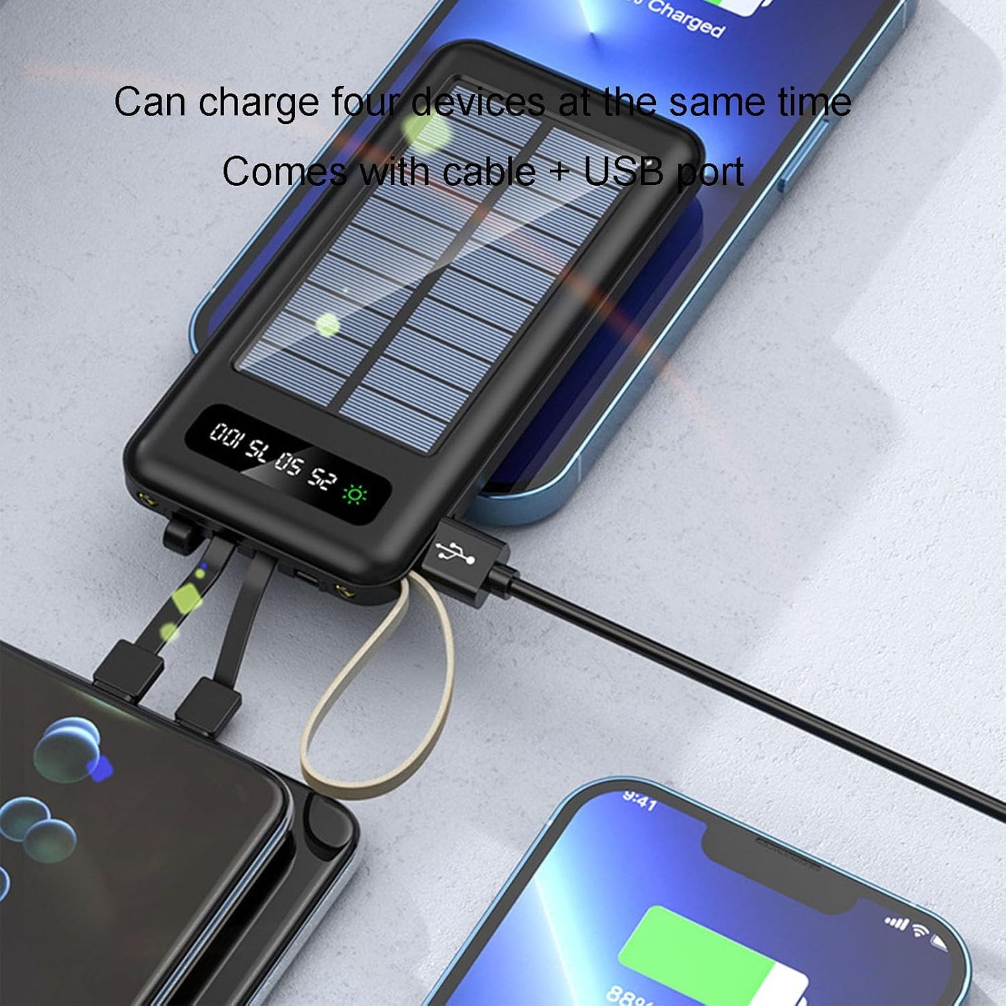 Portable Charger Outdoor Fast Charging Solar Energy 50,000 Capacity Available for iOS and Android Cell Phone Mobile Power,50000,B