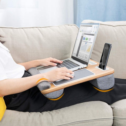 LORYERGO Lap Desk - Lap Laptop Desk Fits for 17 Inch Laptop, Lap Desk with Cushion & Wrist Rest, Laptop Lap Desk w/Mouse Pad & Cellphone Slot, for Couch & Bed, Home & Office