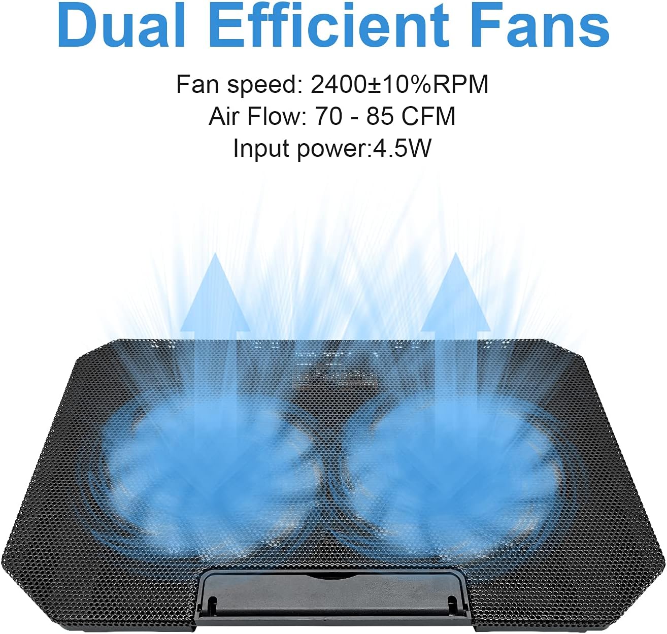Laptop Cooling Pad and Stand for 11-15.6 Inch Gaming Notebooks - 2 Turbine Fans, 4 Angle Adjustable, Black