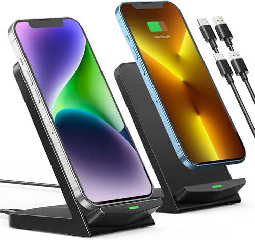 Wireless Charger 2 Packs, Dual-Coil 15W Fast Wireless Charging,Phone Wireless Charger Stand Compatible with Phone16/16 Pro/15/14/13 Pro Max/12/11/SE/XR, Galaxy S24/S21 Ultra/S20/S10,Pixel(NoAdapter)