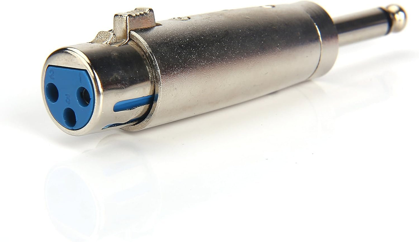 Devinal Professional 6.35mm 1/4 Inch Mono Male Plug to 3 Pin XLR Female Jack Stereo Audio Microphone Adapter Converter Connector (2 Pack)