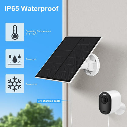Solar Panel Charger for Arlo, Solar Panel for Arlo Pro 3,Pro4,Pro 5S,Ultra,Ultra 2,Pro 3 Floodlight,5W IP65 Waterproof Solar Panel Charger for arlo with 9.84Ft Charging Cable