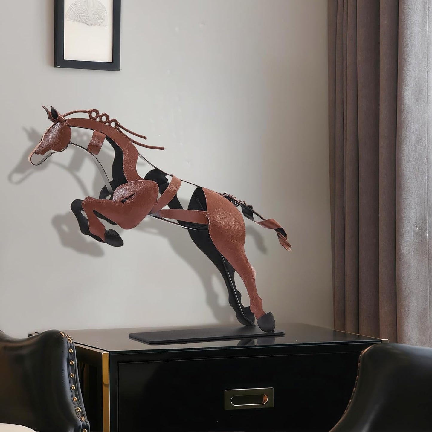 SunBlogs Art Horse Statue, Unique Metal Art Handmade Sculpture for Home Decor, Rustic Decor, Gifts for Horse Lovers (Brown)