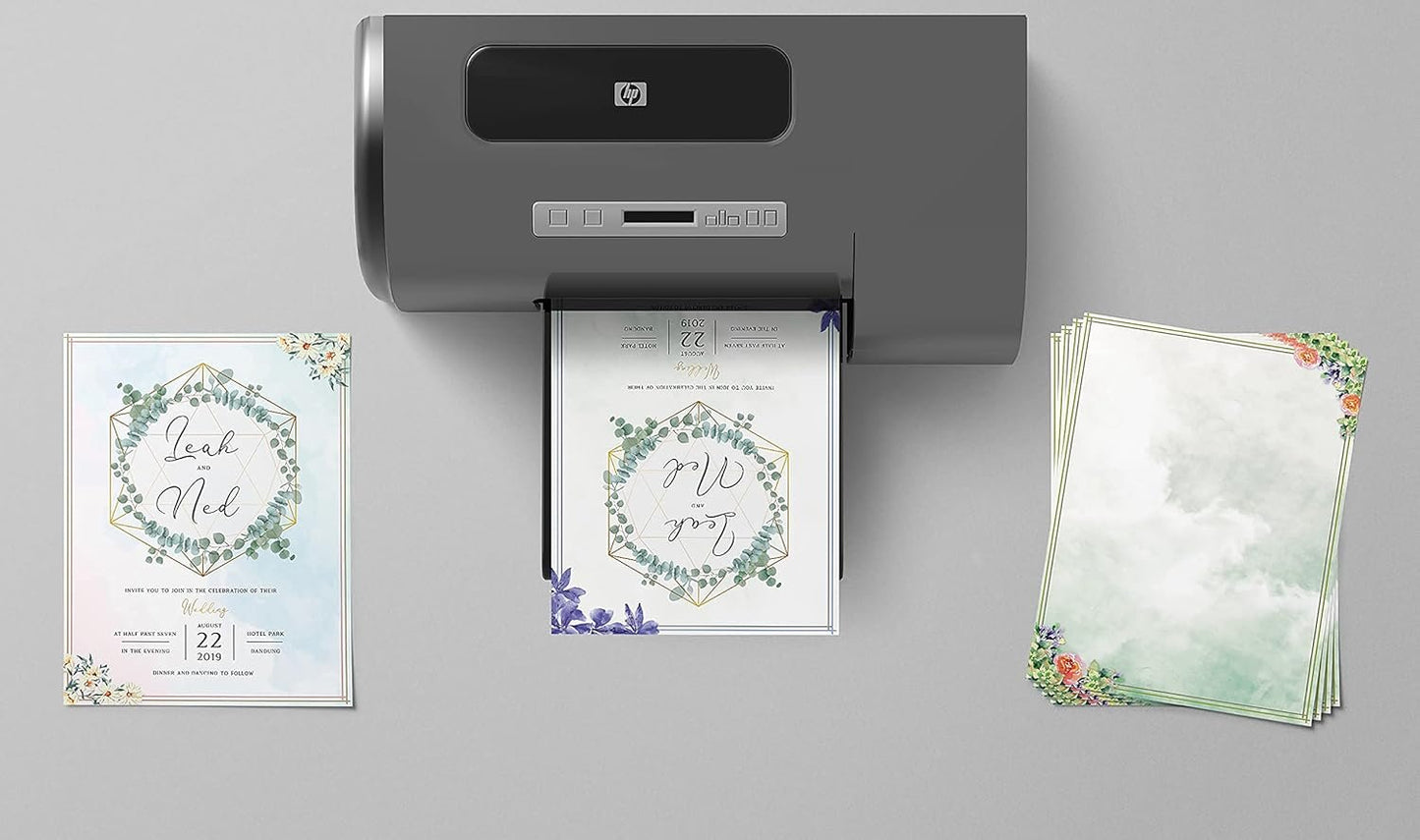 Stationery Paper, 100 Sheets, Floral Letter Writing Stationery, Letter Size 8.5 x 11 inch, 6 Unique Double Sided Designs, by Better Office Products, 100 Pack