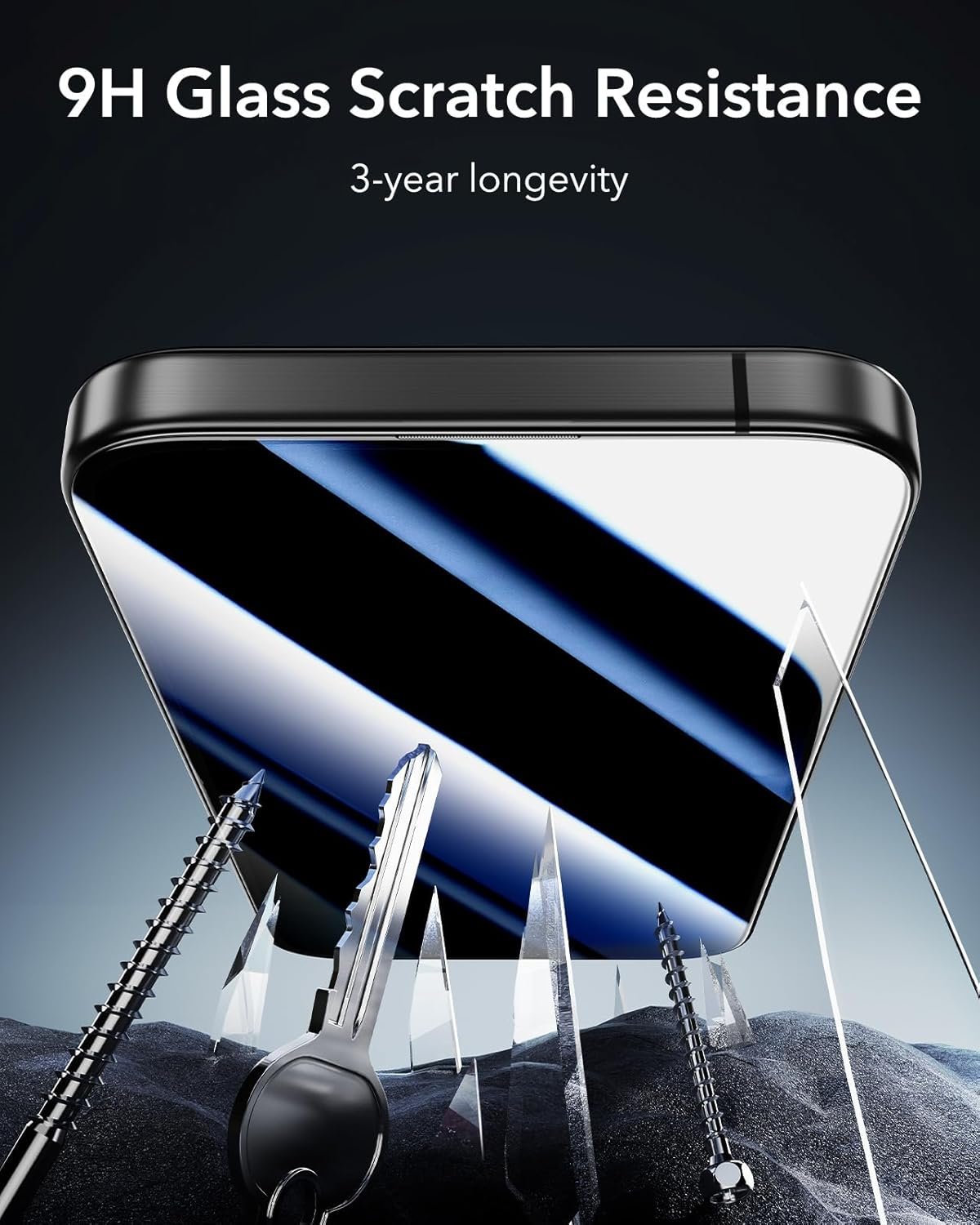 ESR 3 Pack 9H+ Glass for iPhone 16 Pro Max Privacy Screen Protector, [Military Grade Shatterproof & Longest Durable] Anti-spy Tempered Glass with Updated Easy Installation Tool