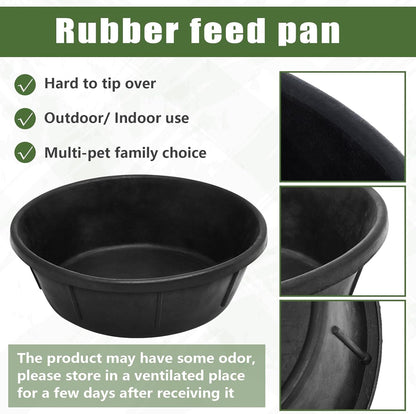 Sadnyy 5 Pcs Rubber Feeder Pan 8 Quart Livestock Feed Pan Rubber Feeder Tubs for Horses Large Utility Horse Feed Bucket Dog Bowl for Goats Pig Chicken Dust Bath Animal Feeding, 14.5 x 4.5 Inches
