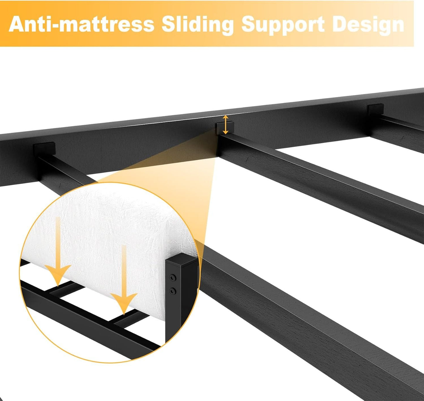 Mr IRONSTONE Twin Bed Frame with Headboard and Footboard 12.4 Inch Black Metal Platform Bed Frame with Storage Heavy Duty Non-Slip with Steel Slats No Box Spring Needed