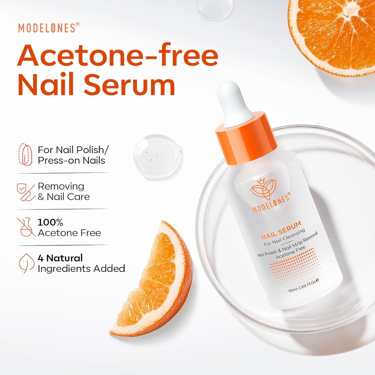 Modelones Nail Polish Remover for Press on Nails & Nail Strips Acetone-Free, Nail Glue Remover Natural Formula Serum Easy Peel for Moisturizing & Care, Non-Toxic, Low Odor, Portable Size