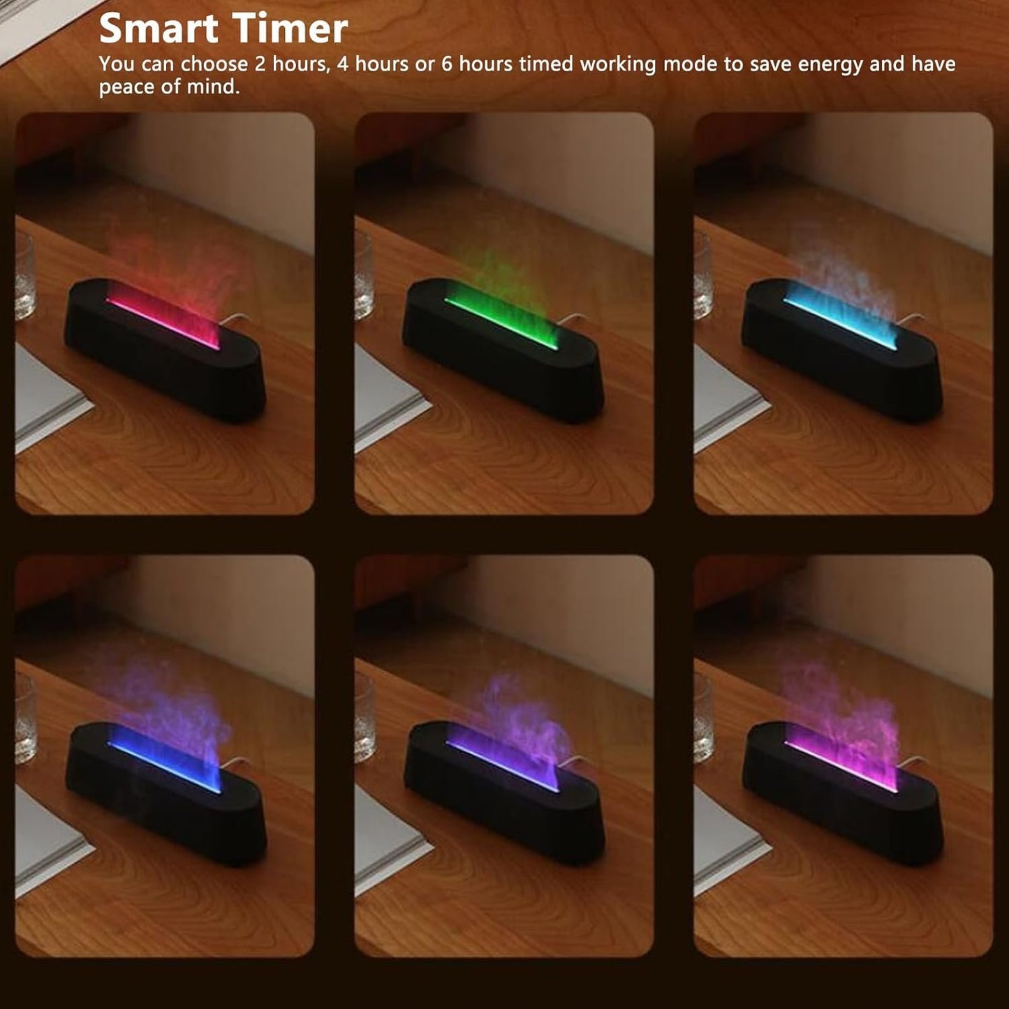 200ml Flame Essential Oil Diffuser, Flame Diffuser Humidifier with Remote, 7 Flame Colors & 3 Timer, Auto Shut Off Waterless Aromatherapy Diffuser for Home, Office, Bedroom, Spa